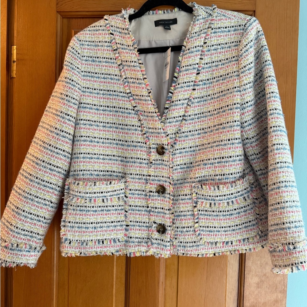 Anne Taylor Spring Themed Fringe Blazer
